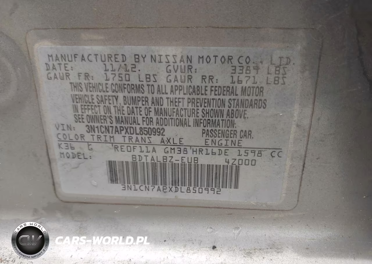 2013 Nissan Versa 1.6 Sv VIN:3N1CN7APXDL850992 - 9