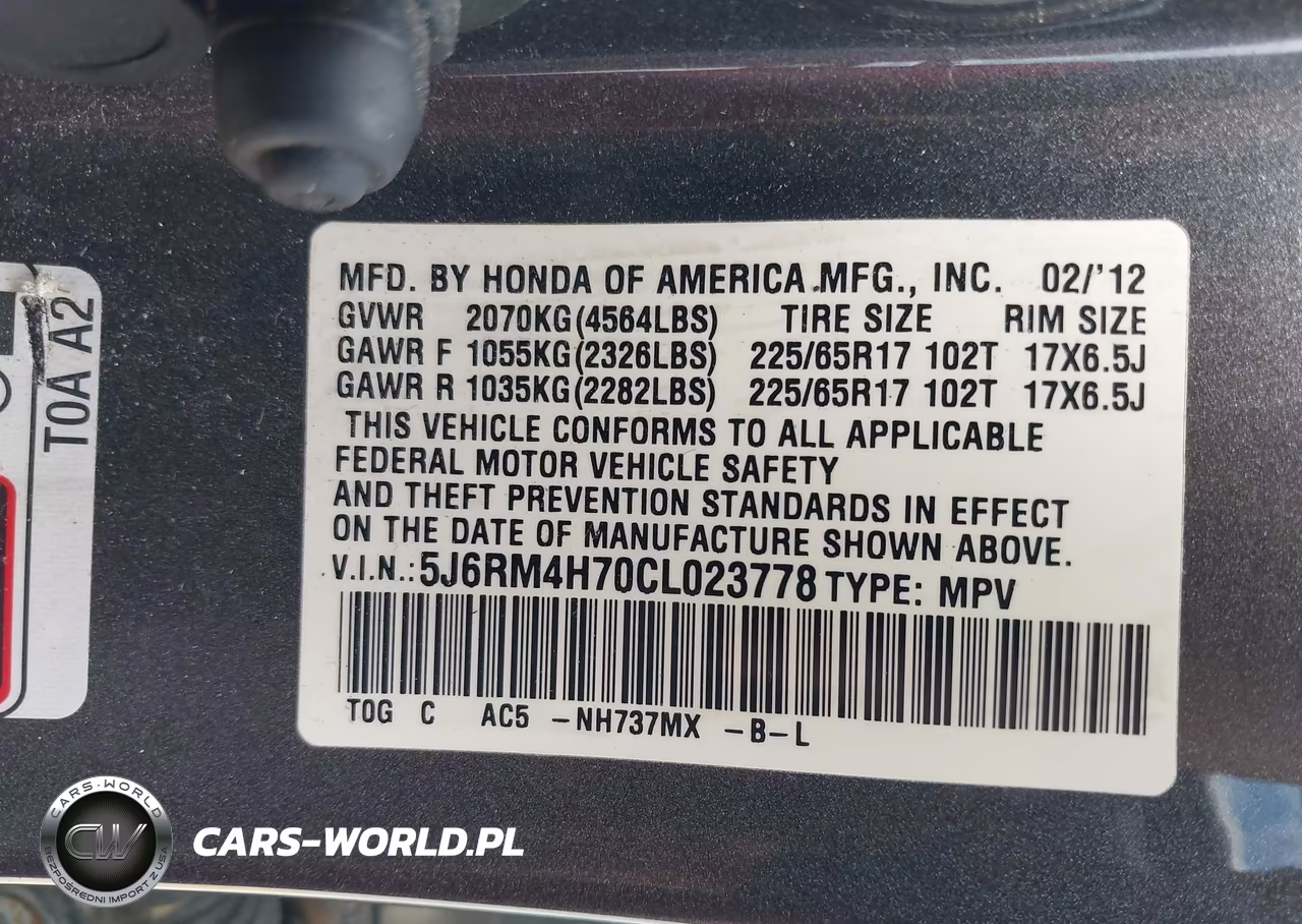 2012 Honda Cr-V Ex-L VIN:5J6RM4H70CL023778 - 9