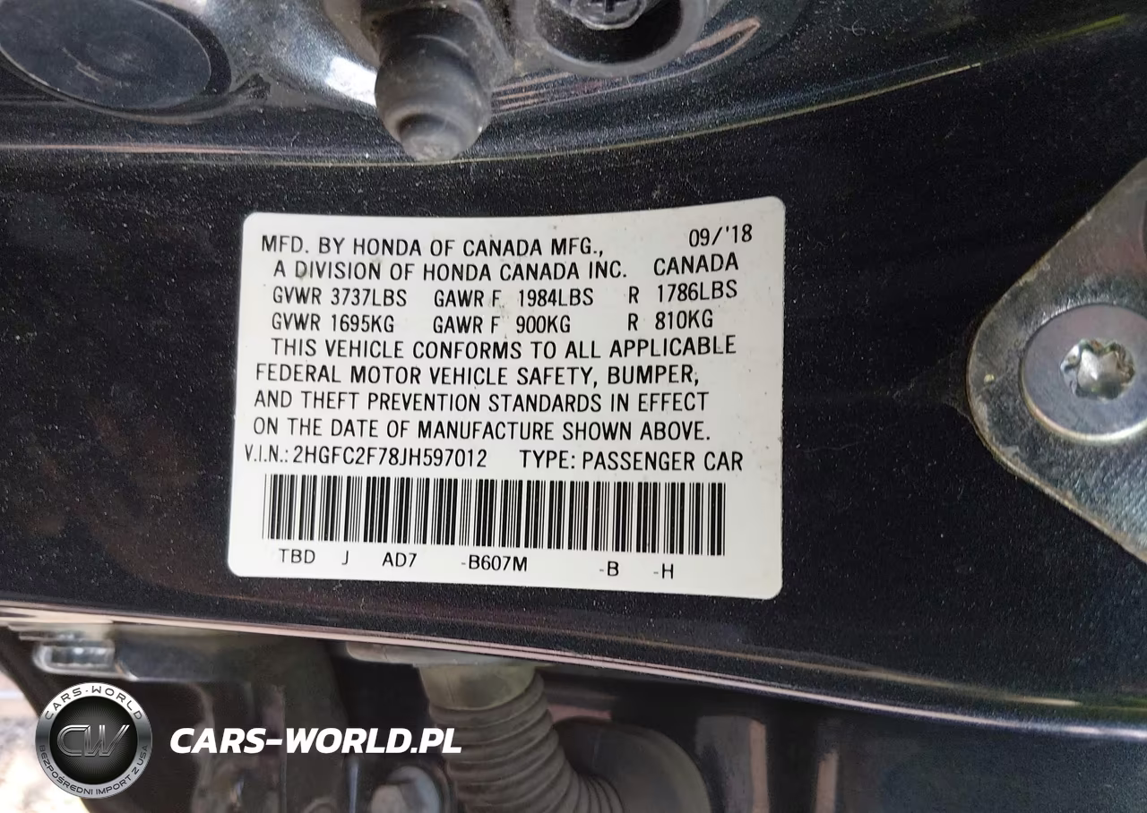 2018 Honda Civic Ex VIN:2HGFC2F78JH597012 - 9