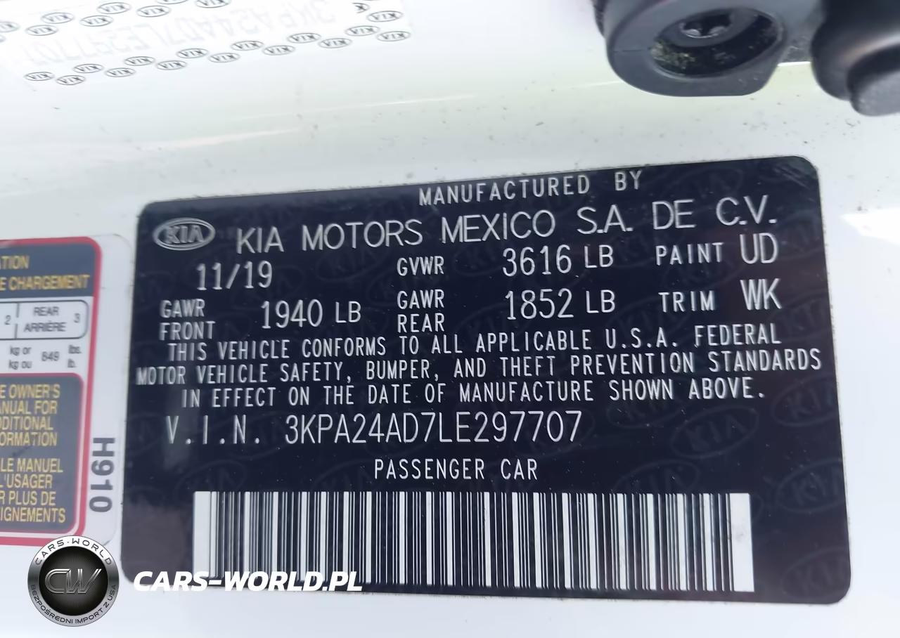 2020 Kia Rio Lx VIN:3KPA24AD7LE297707 - 9