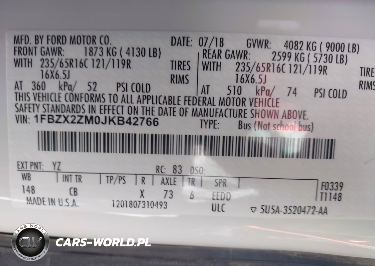 2018 Ford Transit-350 Xl-Xlt VIN:1FBZX2ZM0JKB42766 - 9