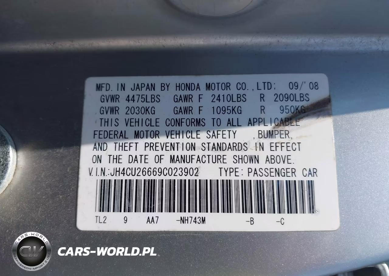 2009 Acura Tsx VIN:JH4CU26669C023902 - 9