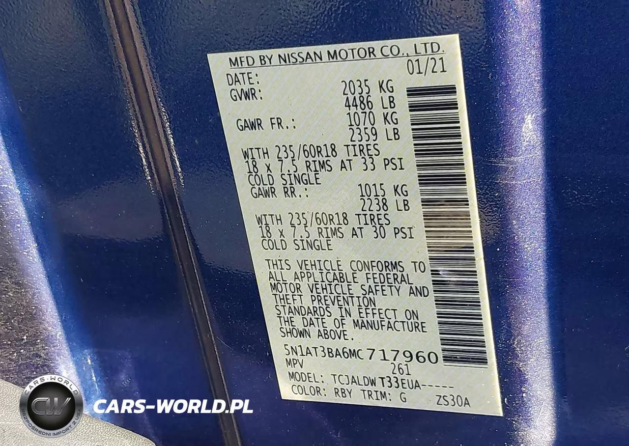 2021 Nissan Rogue Sv Fwd VIN:5N1AT3BA6MC717960 - 9
