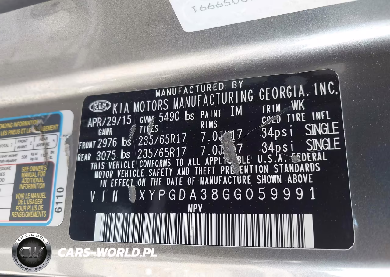 2016 Kia Sorento 2.4L Lx VIN:5XYPGDA38GG059991 - 9