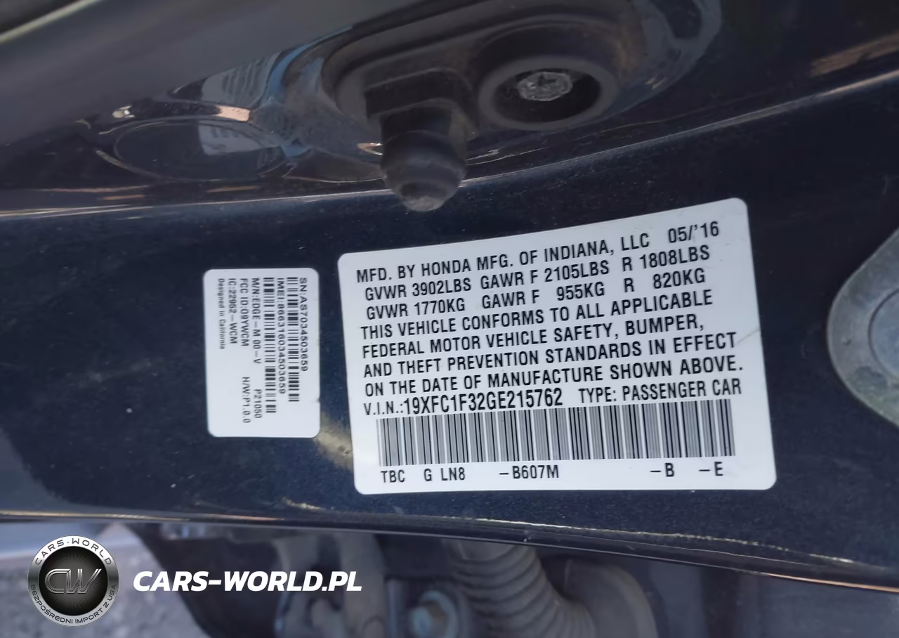 2016 Honda Civic Ex-T VIN:19XFC1F32GE215762 - 9