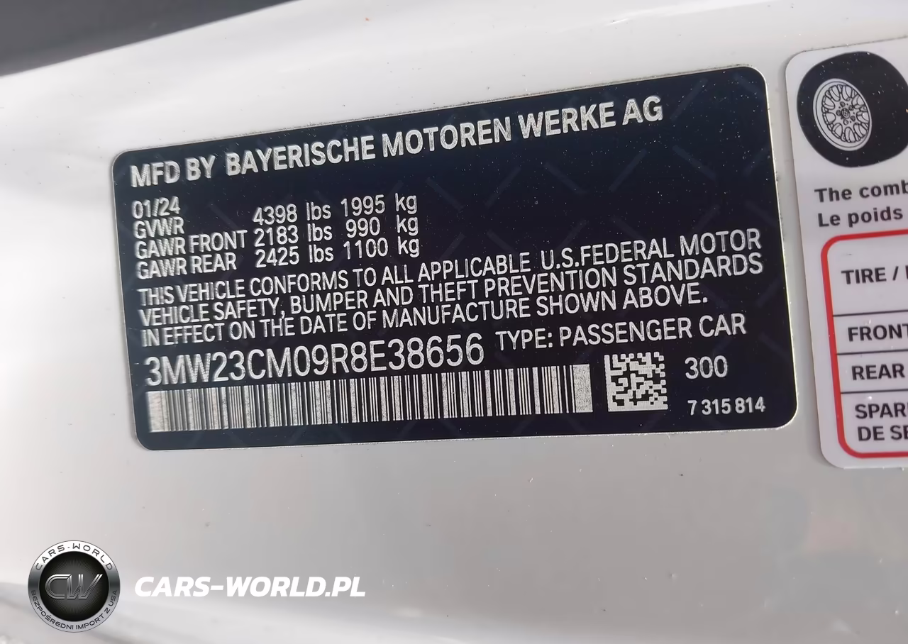 2024 BMW 230I VIN:3MW23CM09R8E38656 - 9