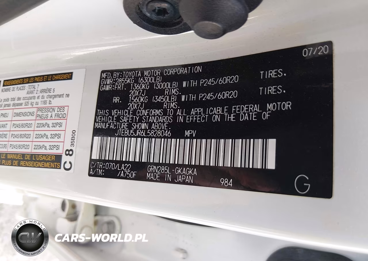 2020 Toyota 4Runner Limited VIN:JTEBU5JR6L5828046 - 9