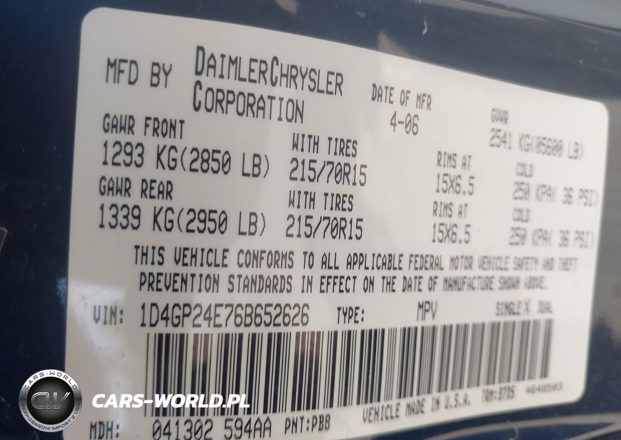 2006 Dodge Grand Caravan Se VIN:1D4GP24E76B652626 - 9