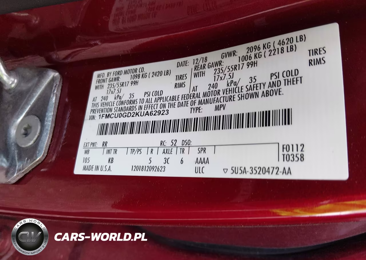 2019 Ford Escape Se VIN:1FMCU0GD2KUA62923 - 9