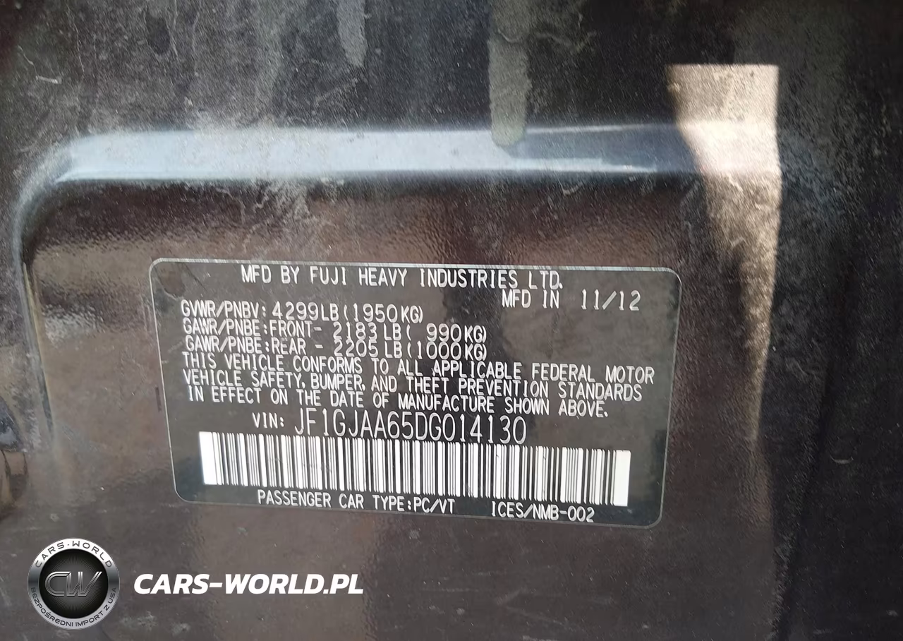 2013 Subaru Impreza 2.0I VIN:JF1GJAA65DG014130 - 9