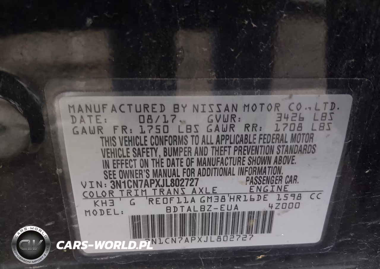2018 Nissan Versa 1.6 Sv VIN:3N1CN7APXJL802727 - 9