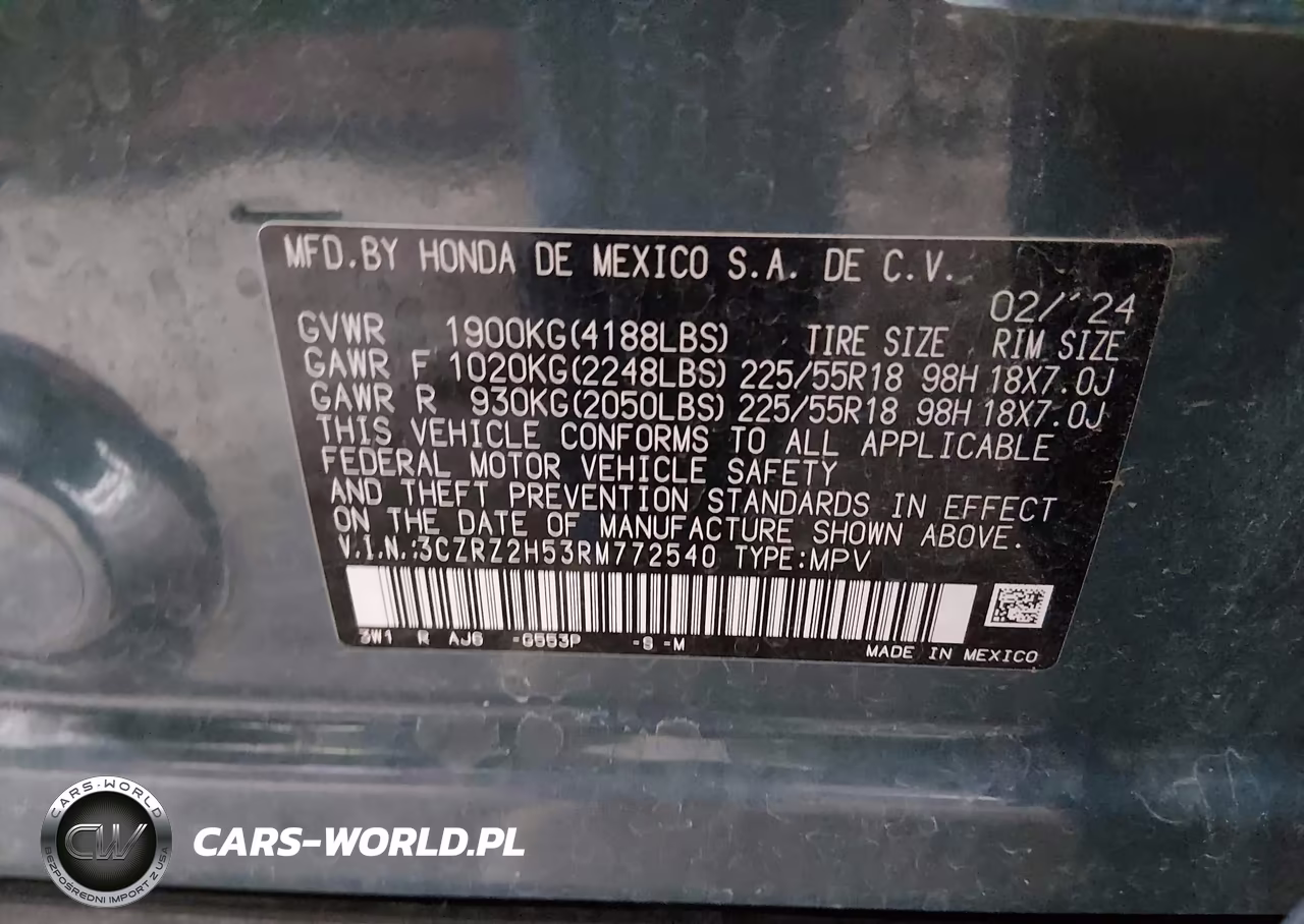2024 Honda Hr-V Awd Sport-Awd Sport W-O Bsi VIN:3CZRZ2H53RM772540 - 9
