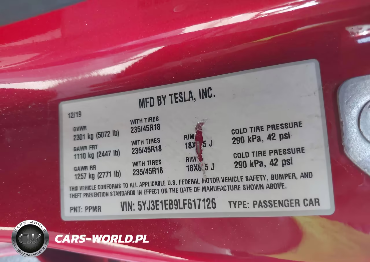 2020 Tesla Model 3 Long Range Dual Motor All-Wheel Drive VIN:5YJ3E1EB9LF617126 - 9