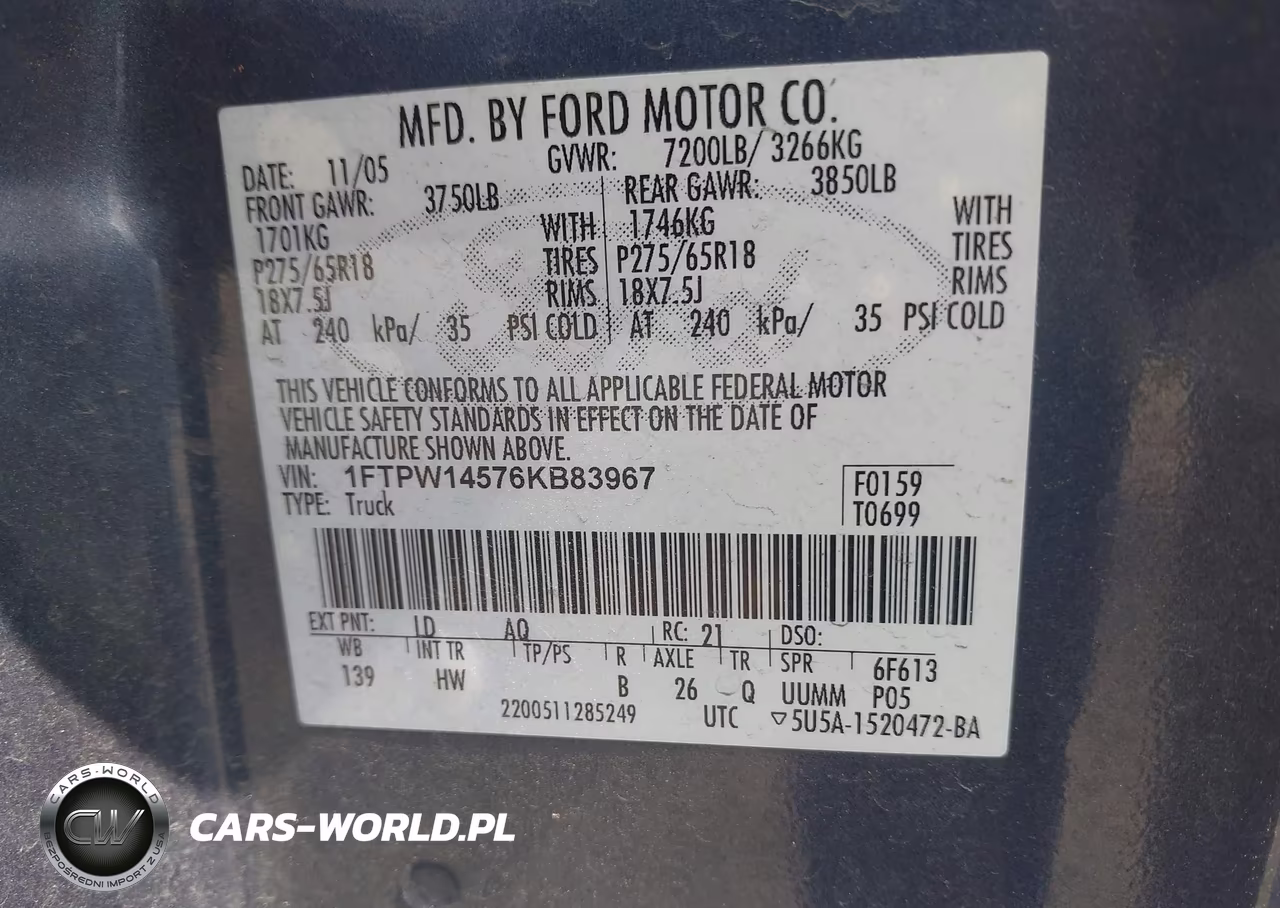2006 Ford F-150 Fx4-Lariat-Xlt VIN:1FTPW14576KB83967 - 9