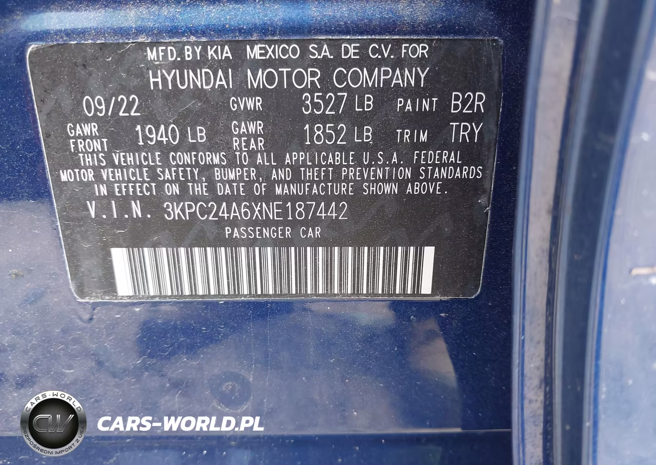 2022 Hyundai Accent Sel VIN:3KPC24A6XNE187442 - 9