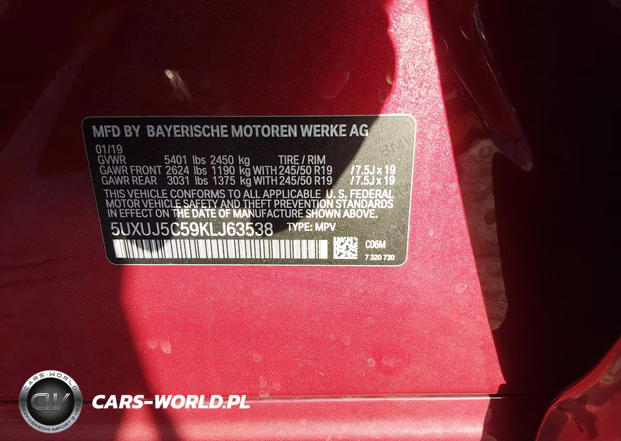 2019 BMW X4 M40I VIN:5UXUJ5C59KLJ63538 - 9
