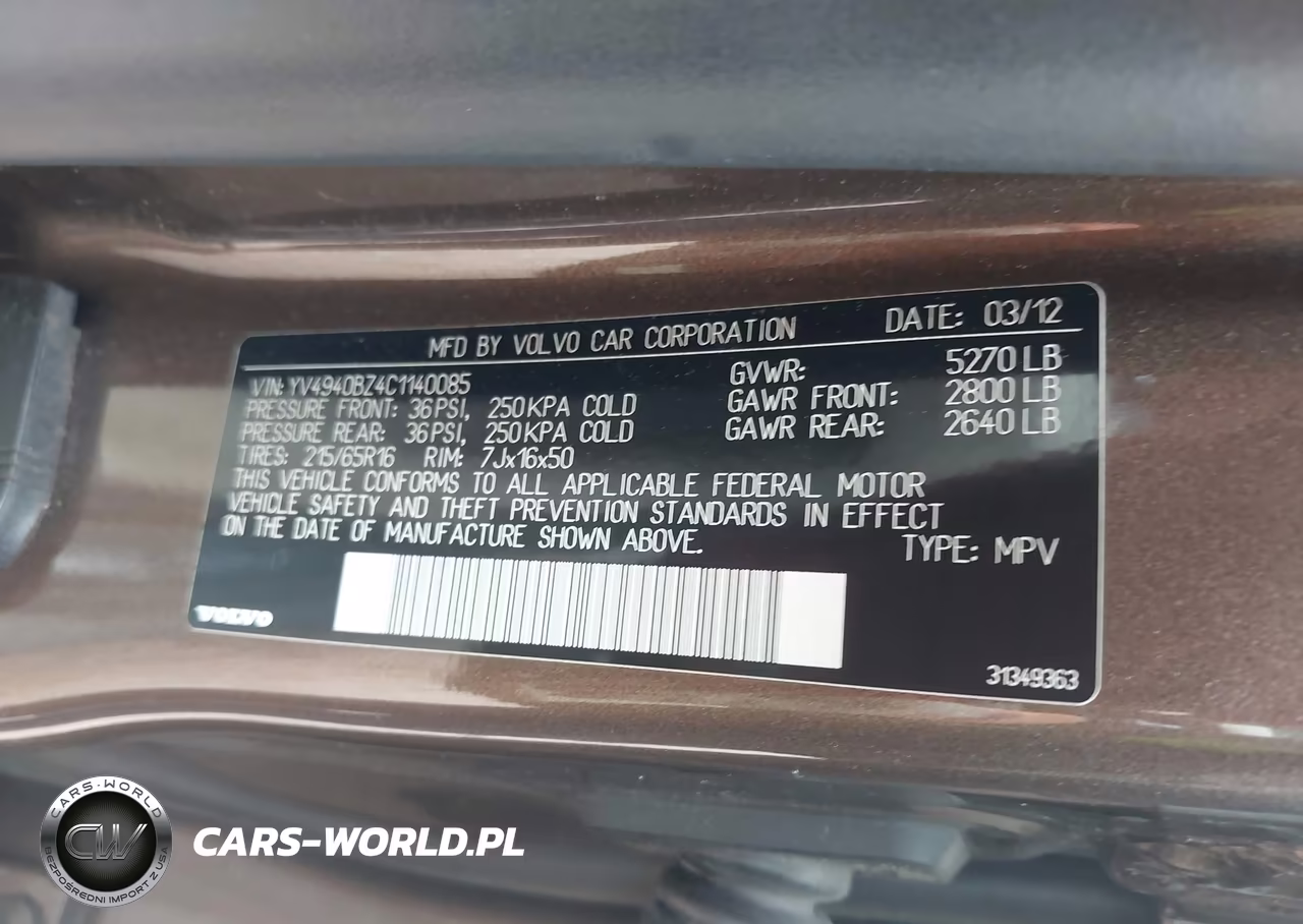 2012 Volvo Xc70 3.2L-3.2L Platinum-3.2L Premier-3.2L Premier Plus VIN:YV4940BZ4C1140085 - 9