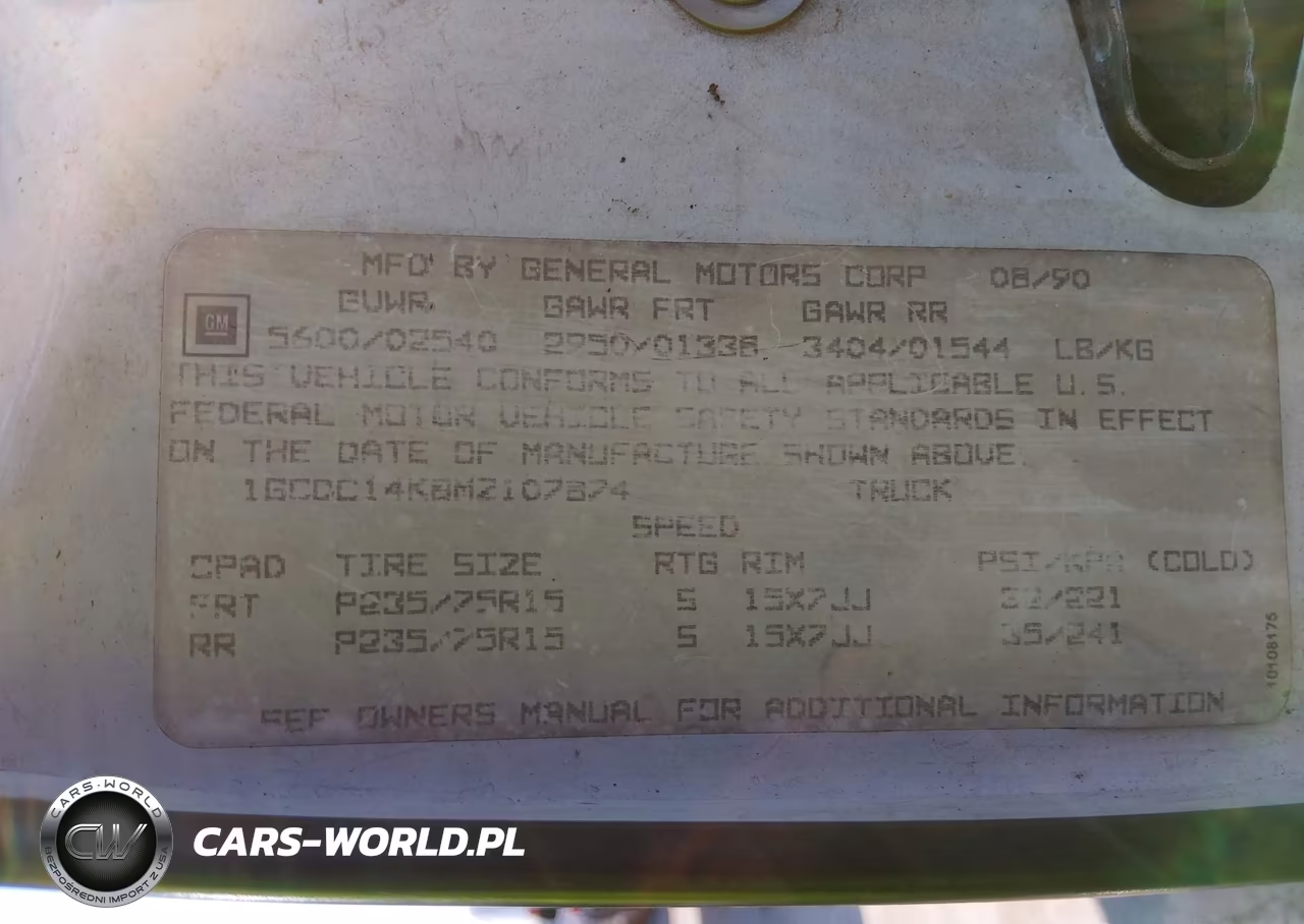 1991 Chevrolet Gmt-400 C1500 VIN:1GCDC14K8MZ107874 - 9