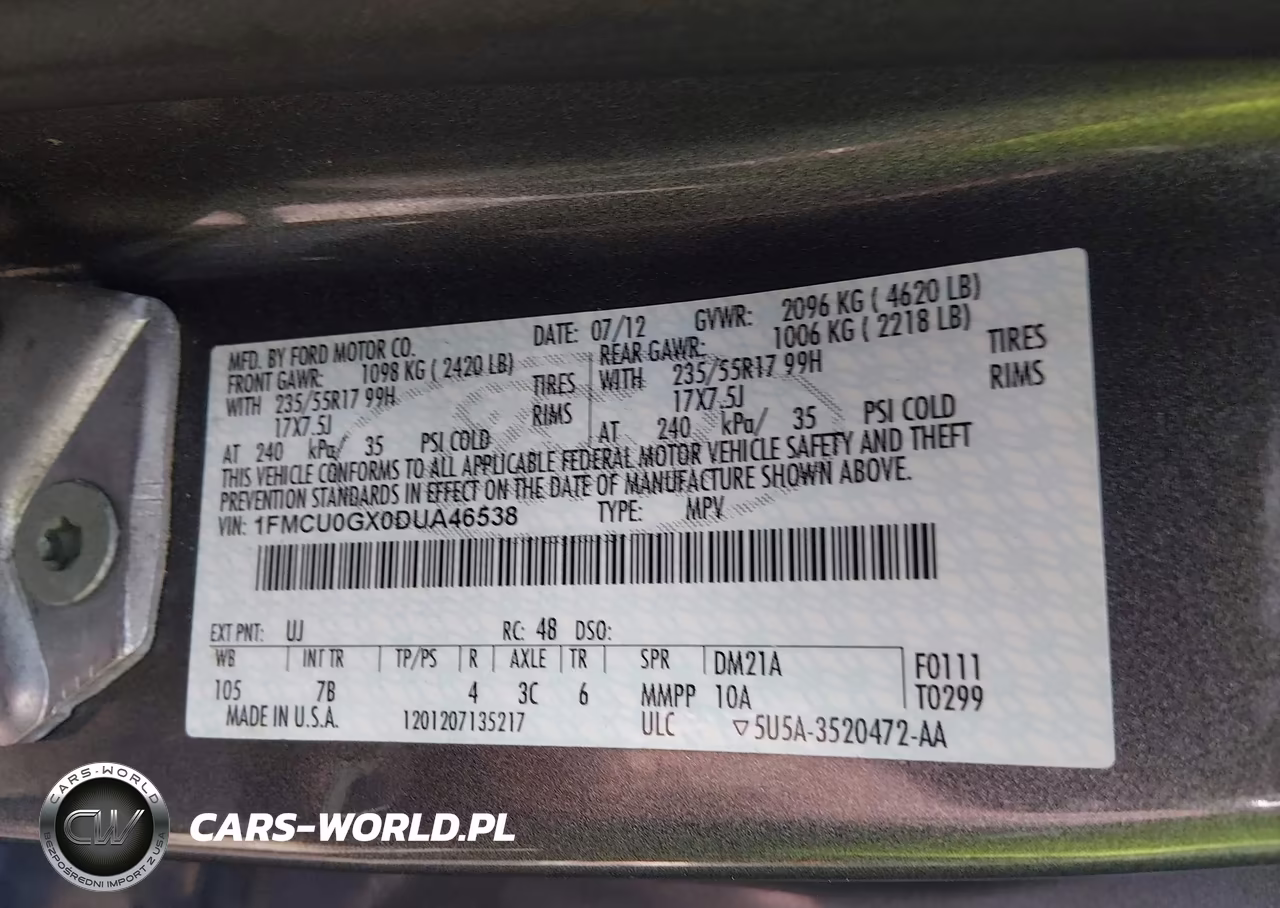 2013 Ford Escape Se VIN:1FMCU0GX0DUA46538 - 9