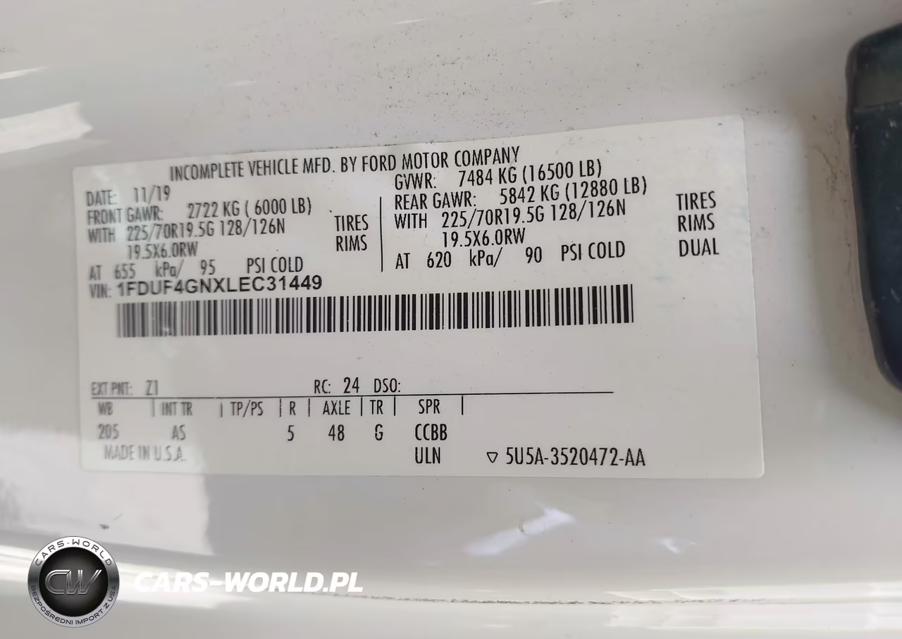 2020 Ford F-450 Chassis Xl-Xlt VIN:1FDUF4GNXLEC31449 - 8