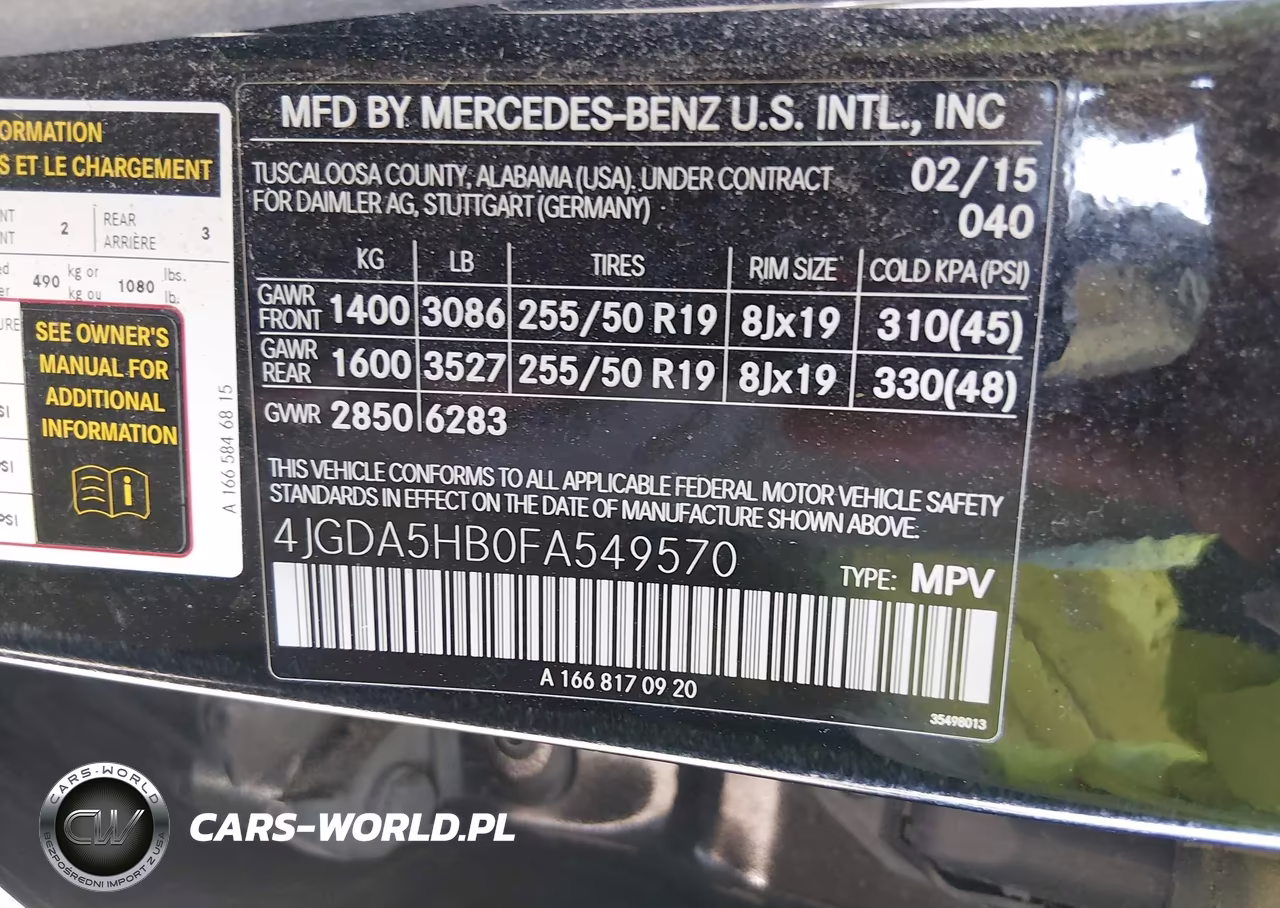 2015 Mercedes-Benz Ml 350 4Matic VIN:4JGDA5HB0FA549570 - 9