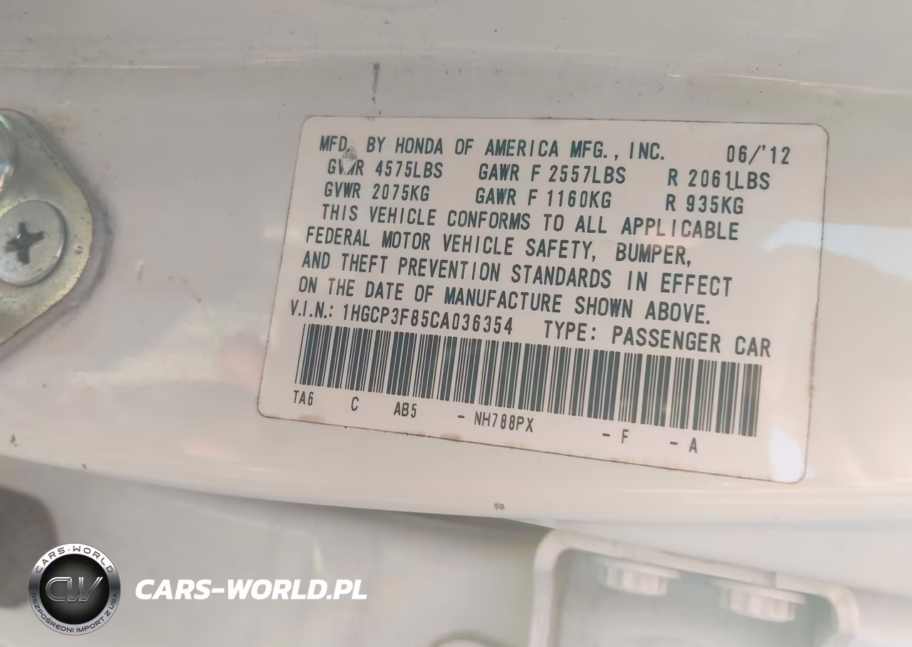 2012 Honda Accord 3.5 Ex-L VIN:1HGCP3F85CA036354 - 9