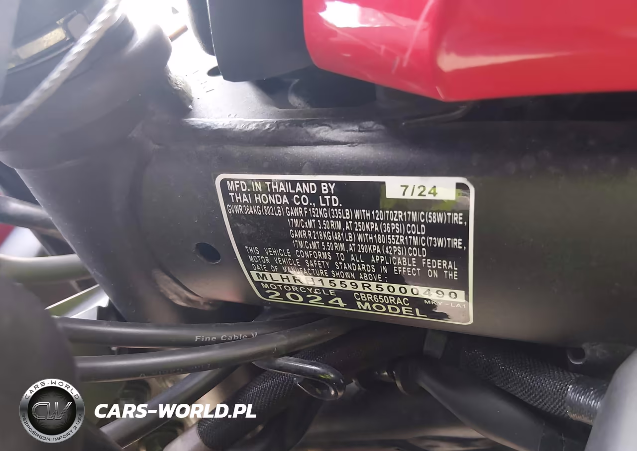 2024 Honda Cbr650 R VIN:MLHRH1559R5000490 - 10