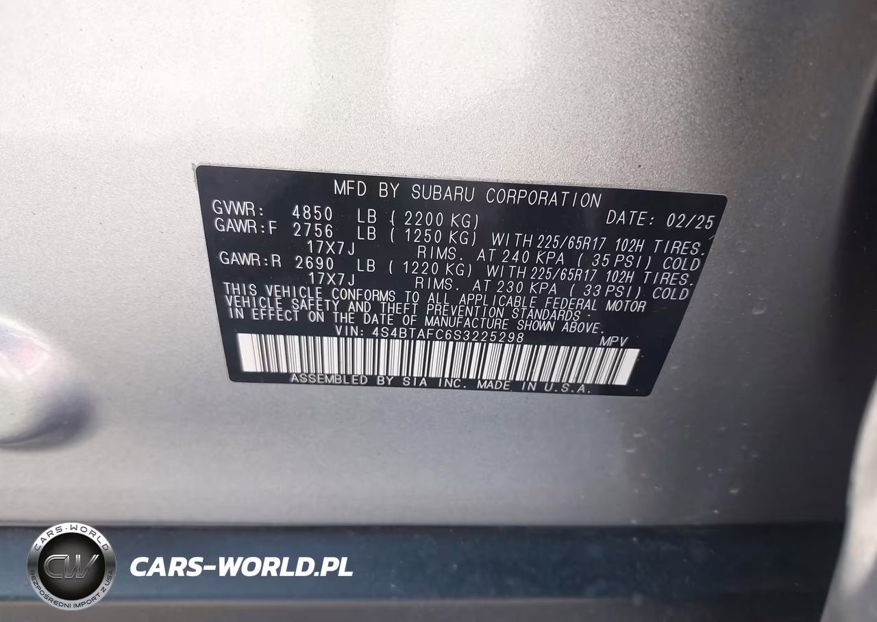 2025 Subaru Outback Premium VIN:4S4BTAFC6S3225298 - 9