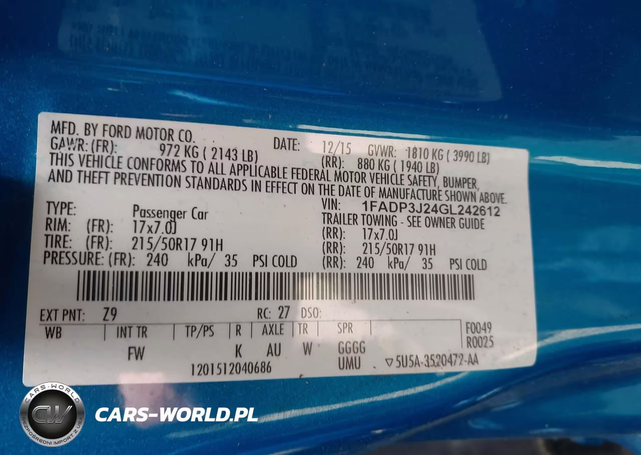 2016 Ford Focus Titanium VIN:1FADP3J24GL242612 - 9