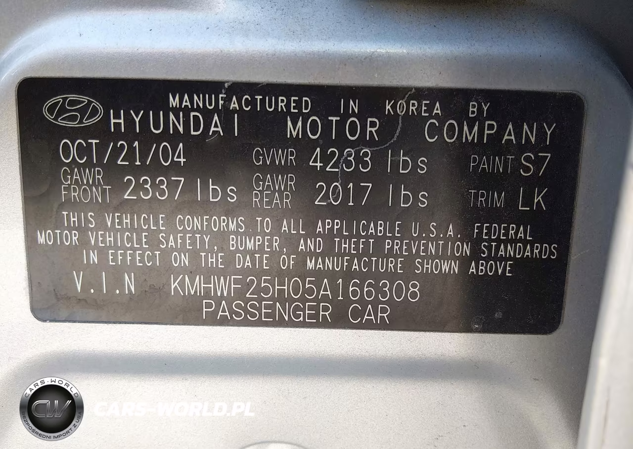 2005 Hyundai Sonata Gl V6 VIN:KMHWF25H05A166308 - 9