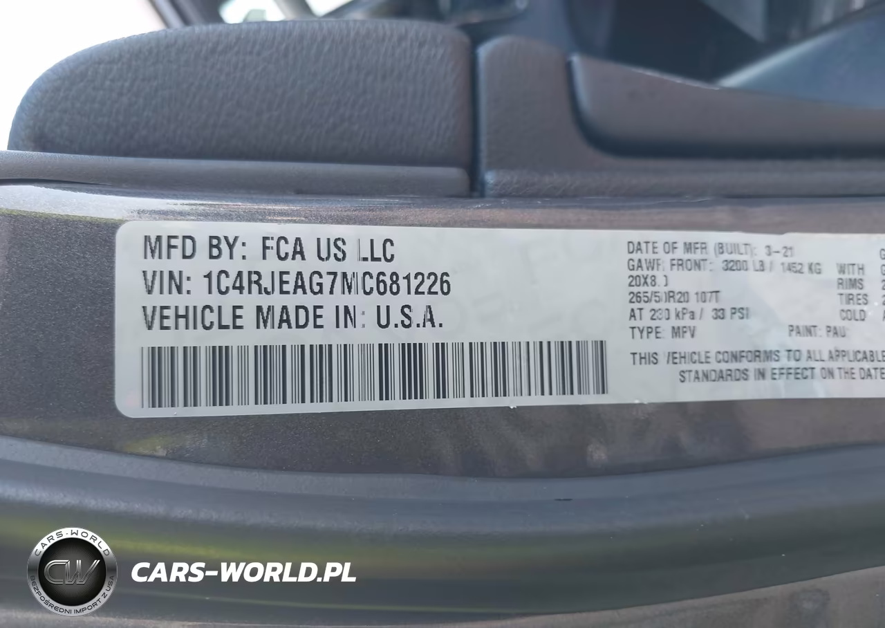 2021 Jeep Grand Cherokee Laredo X 4X2 VIN:1C4RJEAG7MC681226 - 9