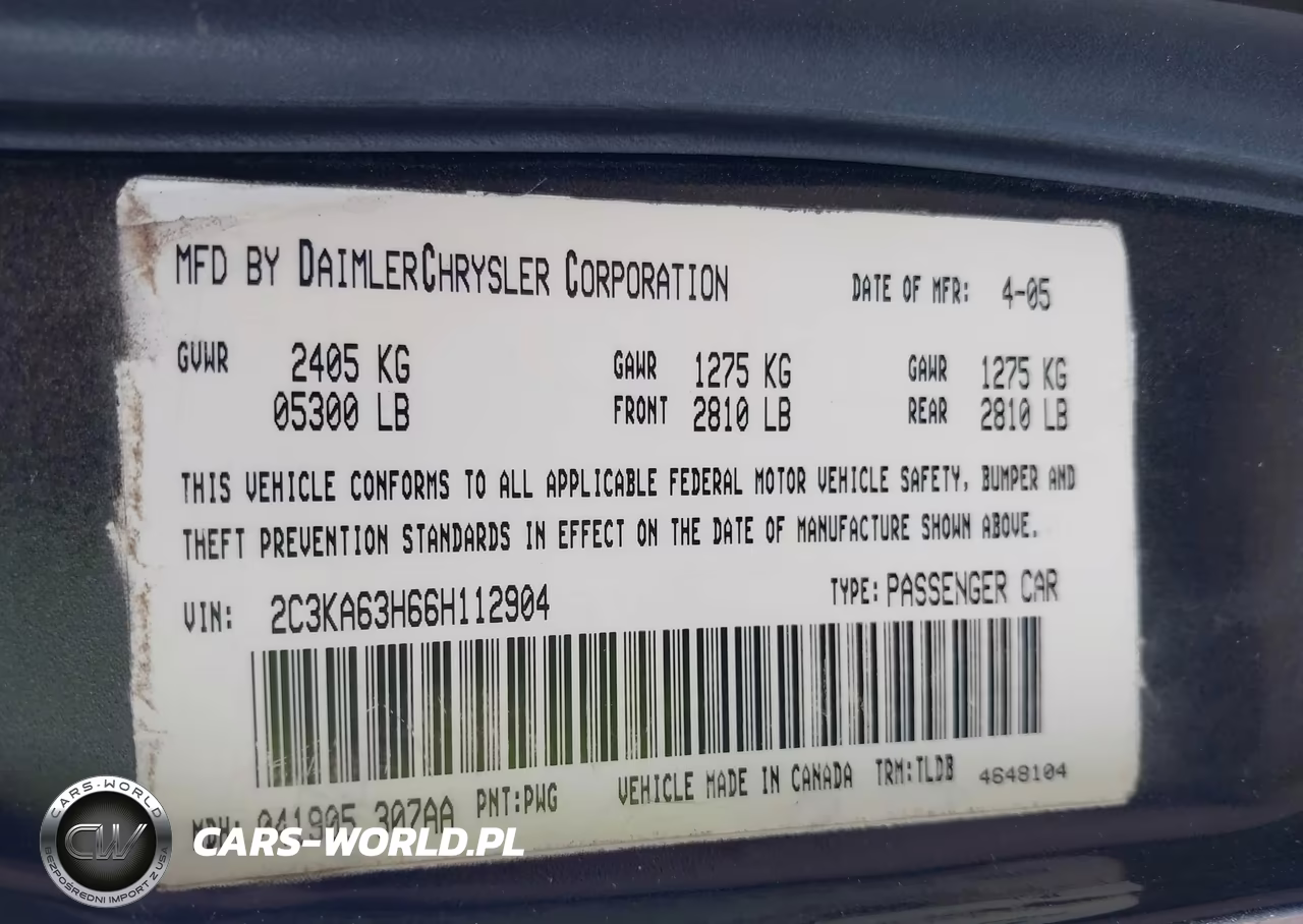 2006 Chrysler 300C VIN:2C3KA63H66H112904 - 9