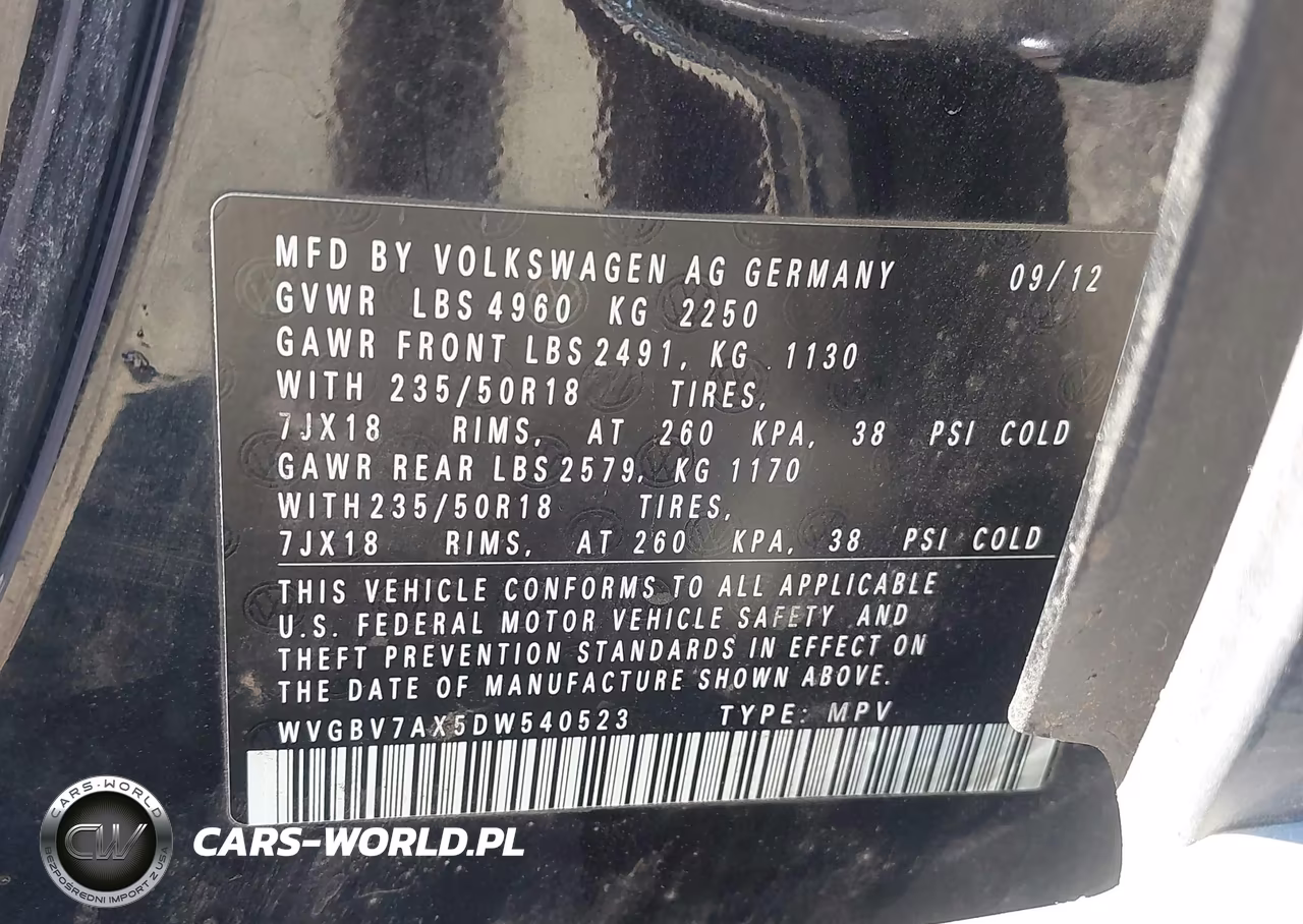 2013 Volkswagen Tiguan Se VIN:WVGBV7AX5DW540523 - 9