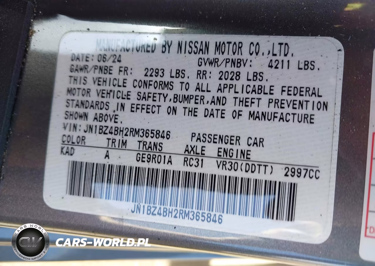 2024 Nissan Z Performance Auto VIN:JN1BZ4BH2RM365846 - 9