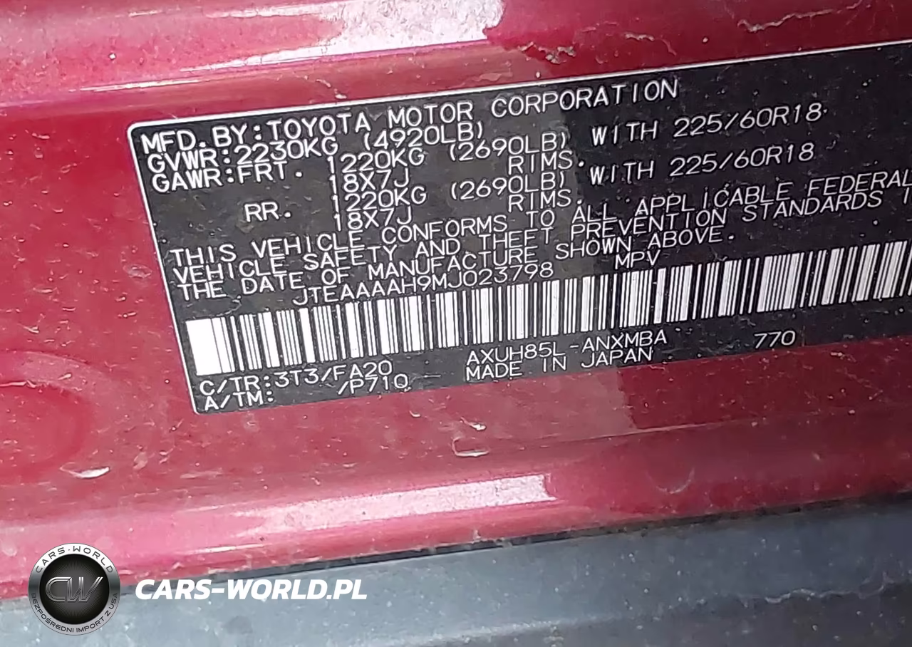 2021 Toyota Venza Le VIN:JTEAAAAH9MJ023798 - 9
