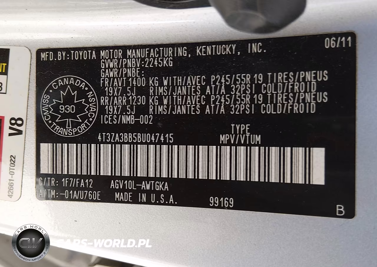 2011 Toyota Venza VIN:4T3ZA3BB5BU047415 - 9