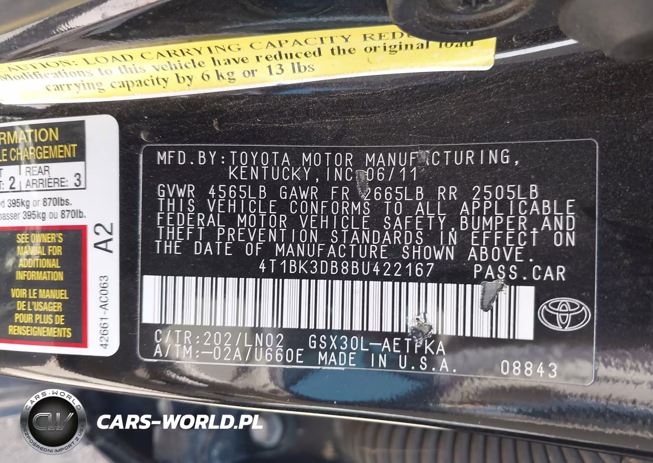 2011 Toyota Avalon Limited VIN:4T1BK3DB8BU422167 - 9