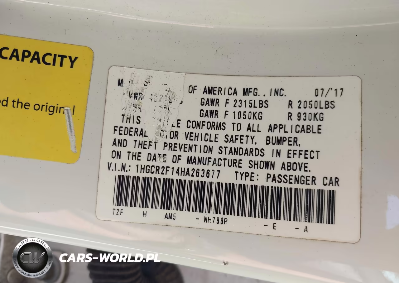 2017 Honda Accord Sport Se VIN:1HGCR2F14HA263677 - 9