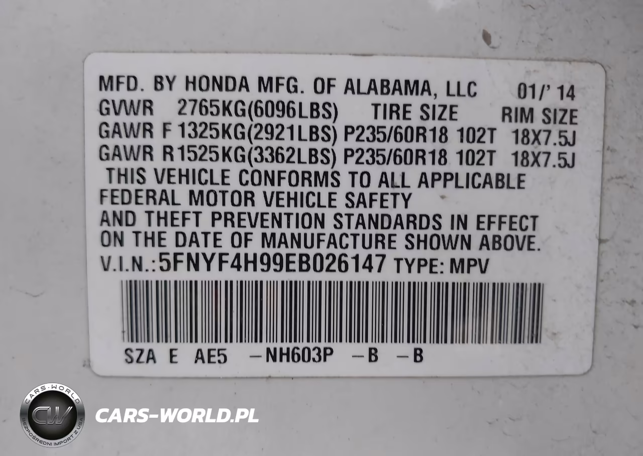 2014 Honda Pilot Touring VIN:5FNYF4H99EB026147 - 9