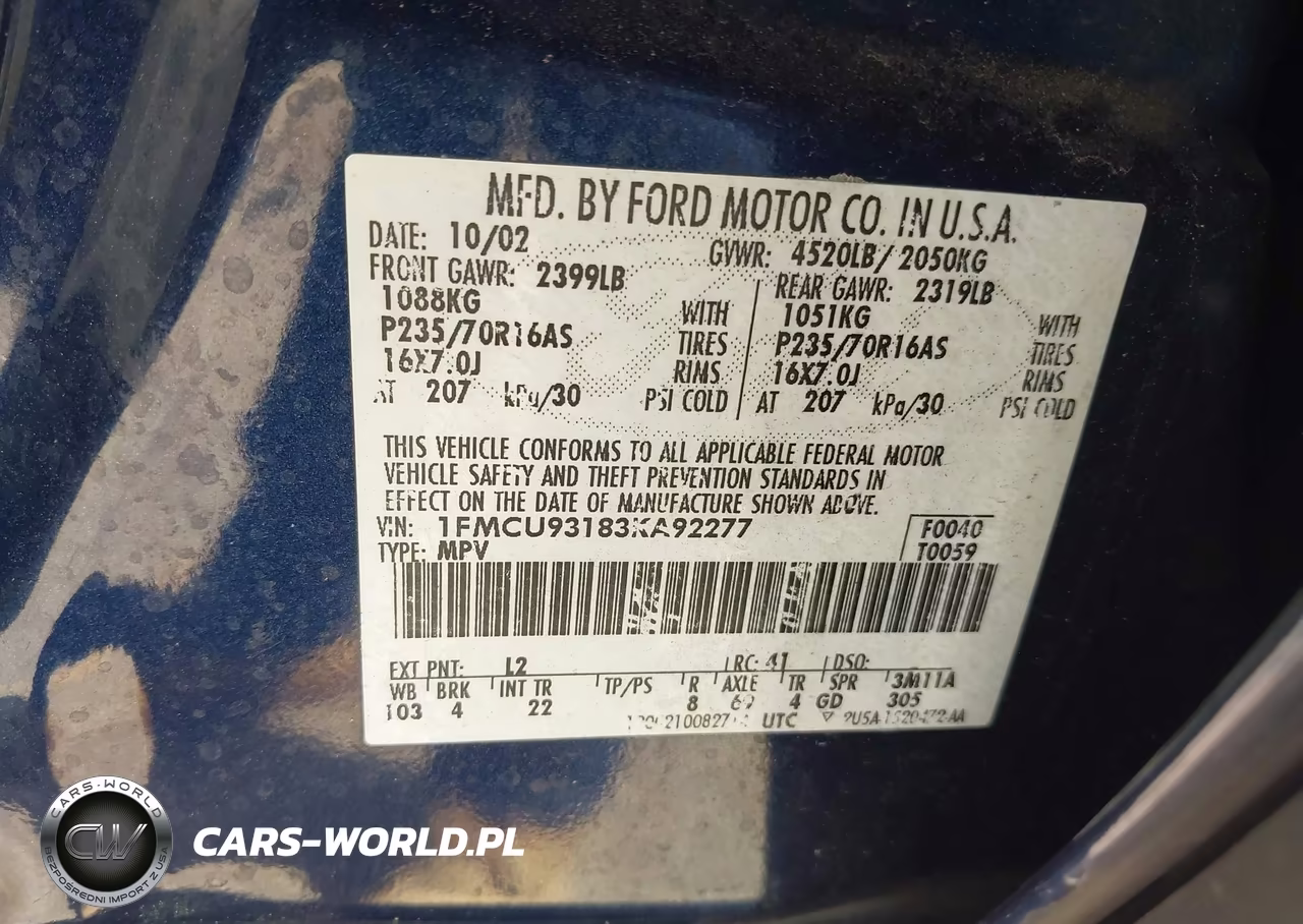 2003 Ford Escape Xlt VIN:1FMCU93183KA92277 - 9