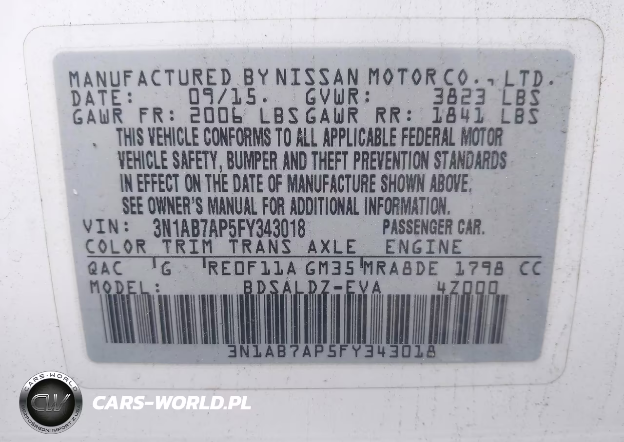 2015 Nissan Sentra Sv VIN:3N1AB7AP5FY343018 - 9