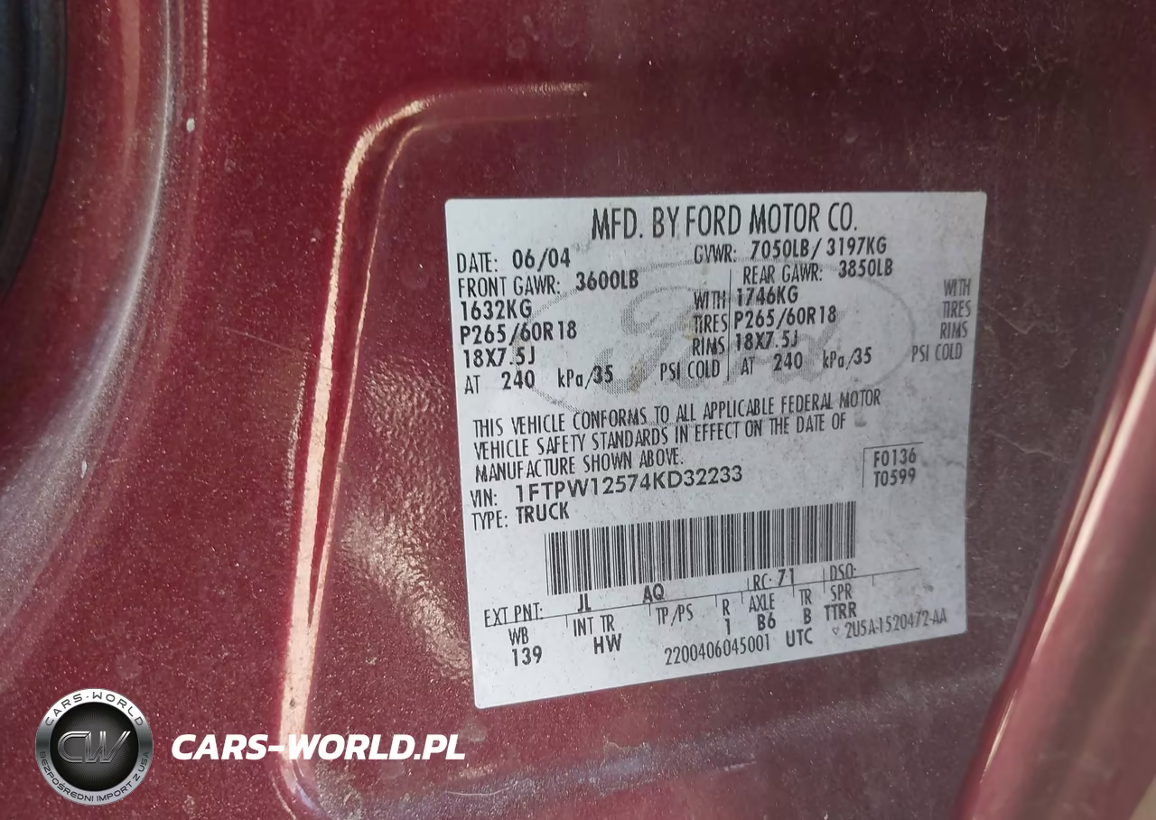 2004 Ford F-150 Lariat-Xlt VIN:1FTPW12574KD32233 - 9