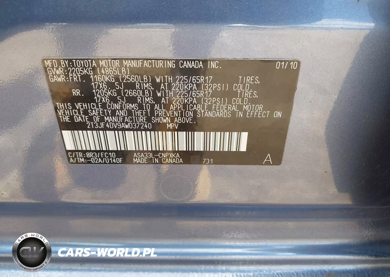2010 Toyota Rav4 VIN:2T3JF4DV9AW037240 - 9