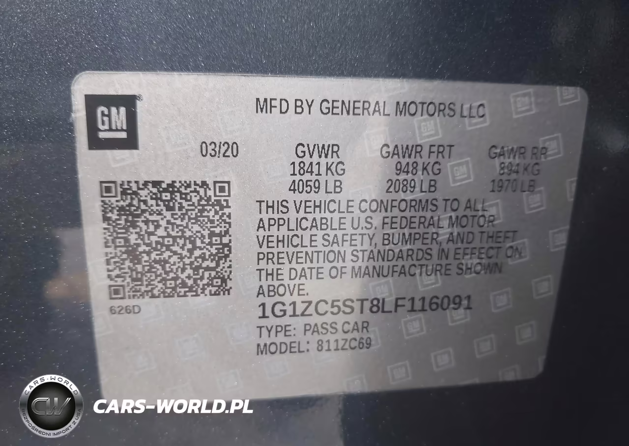 2020 Chevrolet Malibu Fwd 1Fl VIN:1G1ZC5ST8LF116091 - 9