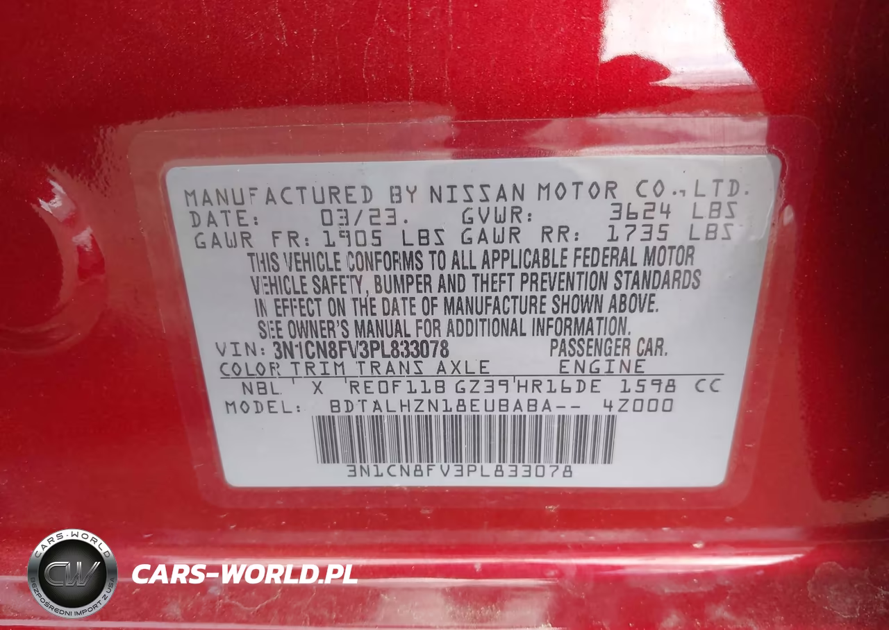 2023 Nissan Versa 1.6 Sr Xtronic Cvt VIN:3N1CN8FV3PL833078 - 9