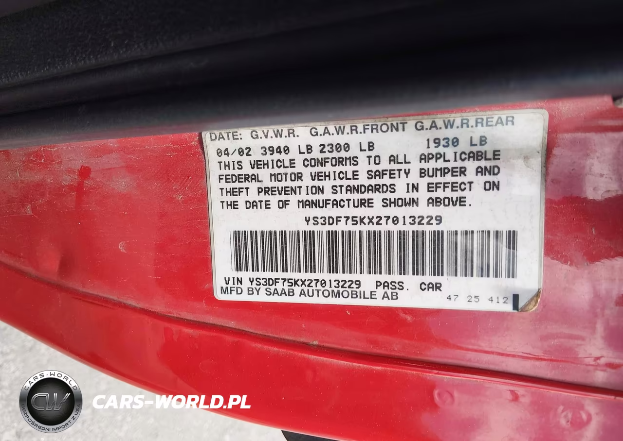 2002 Saab 9-3 Se VIN:YS3DF75KX27013229 - 9