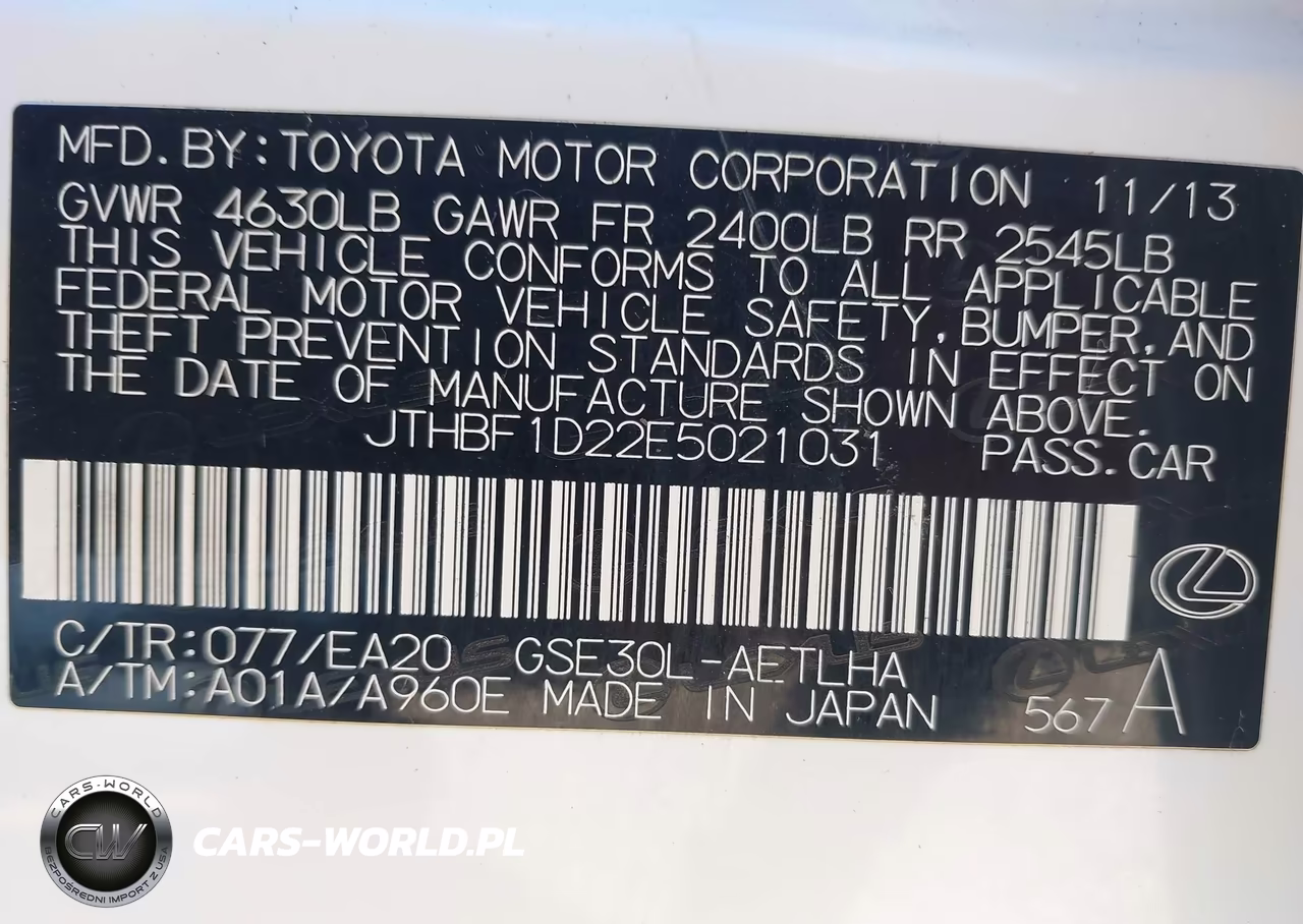 2014 Lexus Is 250 VIN:JTHBF1D22E5021031 - 9