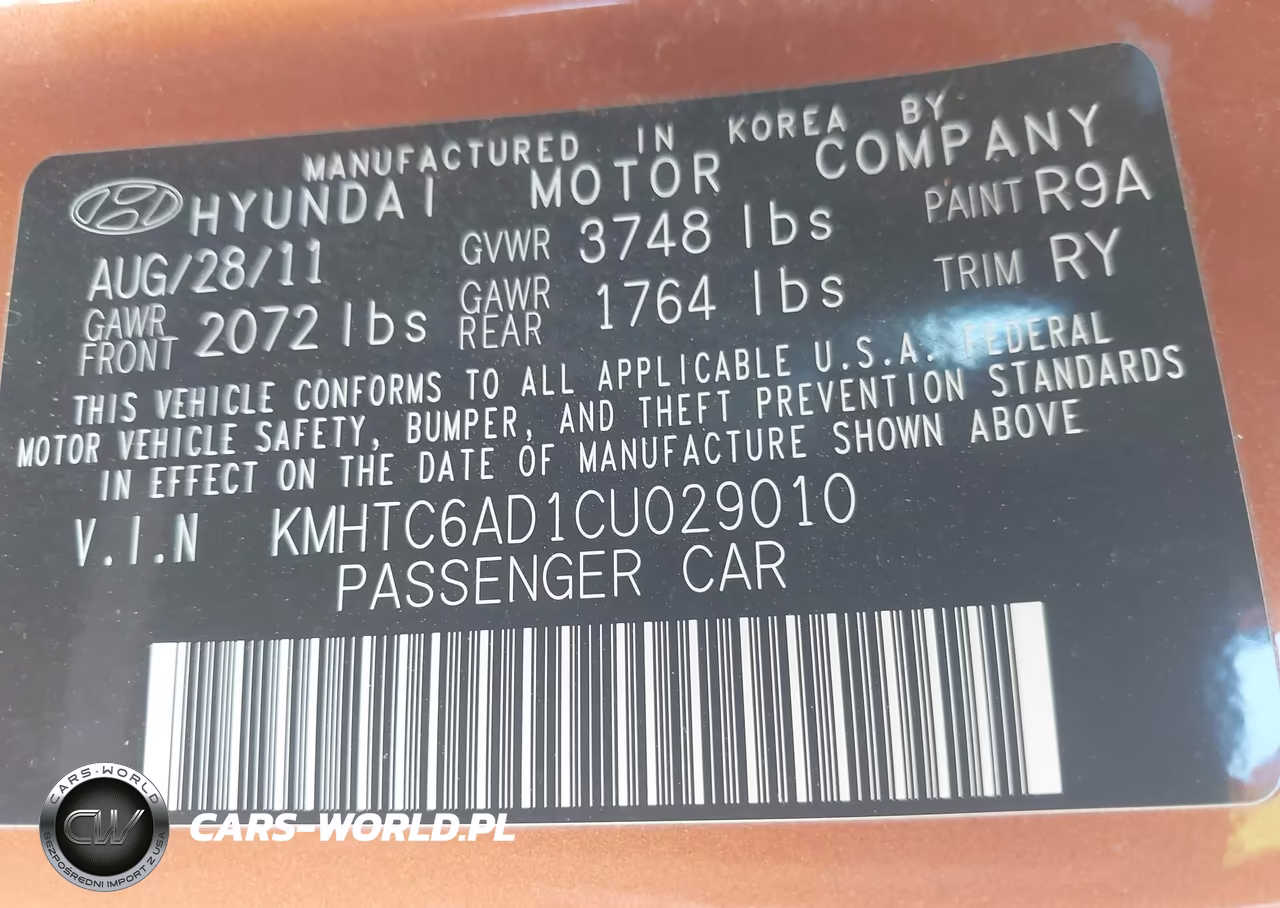 2012 Hyundai Veloster Base W-Black VIN:KMHTC6AD1CU029010 - 9