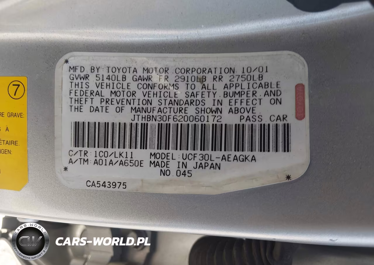 2002 Lexus Ls 430 VIN:JTHBN30F620060172 - 9