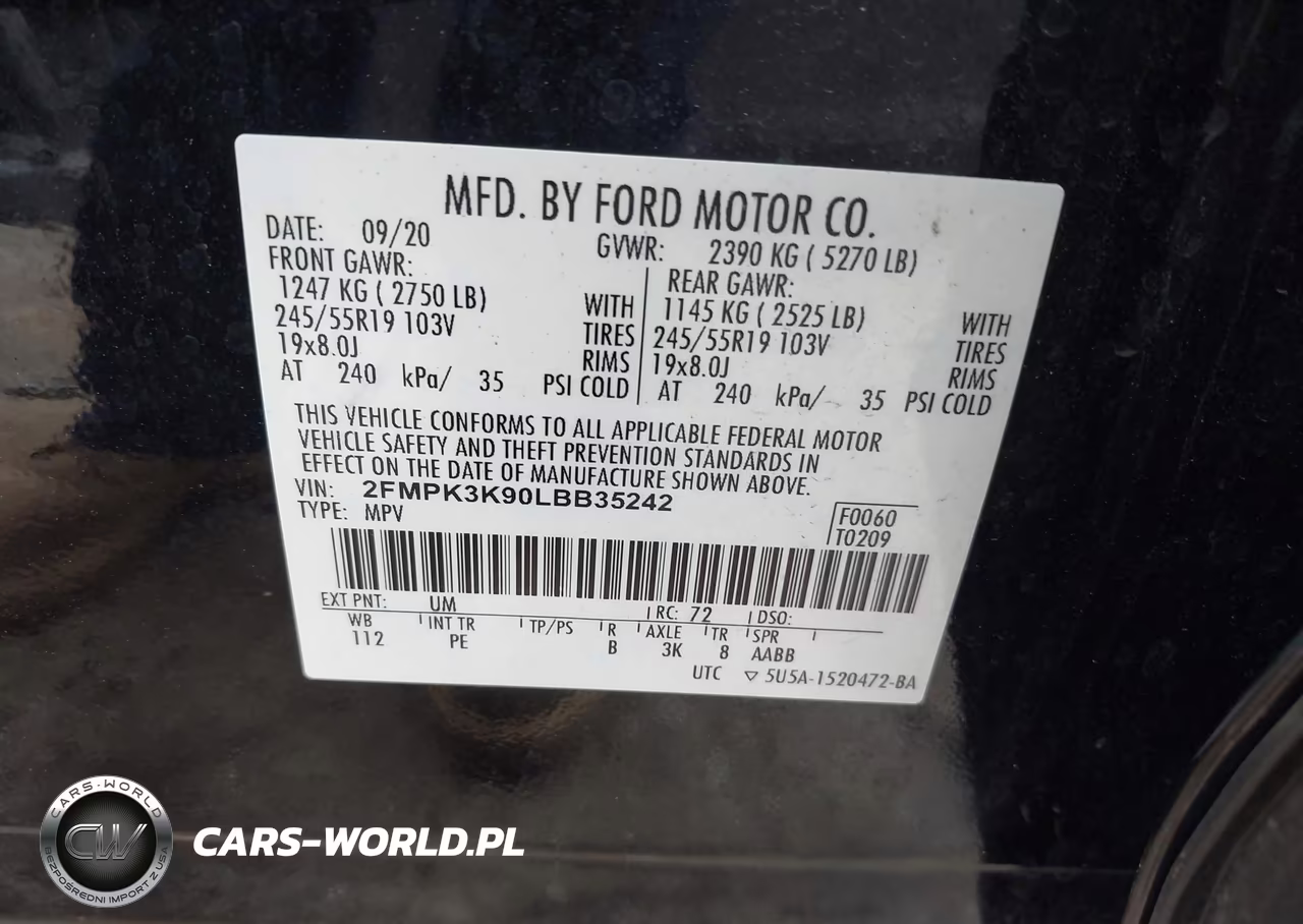 2020 Ford Edge Titanium VIN:2FMPK3K90LBB35242 - 9